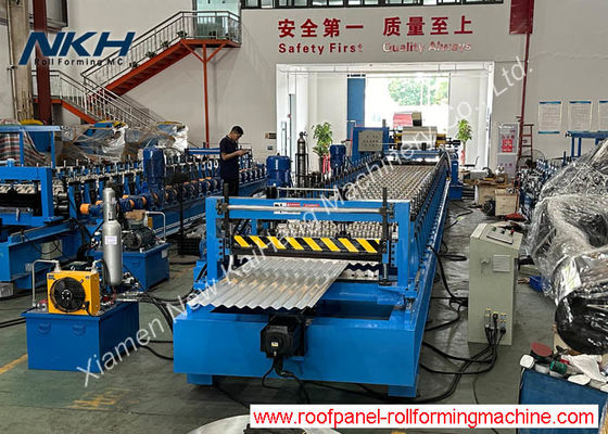 High Speed Corrugated Roll Forming Machine , High Precision Cold Roll Forming Machine Flying Speed 762 Corrugate Sheet Servo Cutting