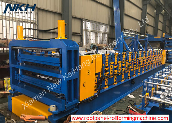 ซื้อ เครื่องขึ้นรูปม้วนแผงเหล็กลูกฟูกชั้นสามระดับสำหรับหลังคา online manufacture