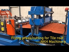 Tile roof roll forming machine with flying pressing and cutting